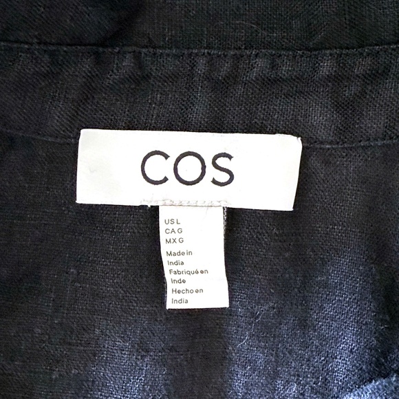 COS Linen Midi Shirt Dress Women’s Large Black 100% Linen Relaxed Fit Vacation - Picture 5 of 9